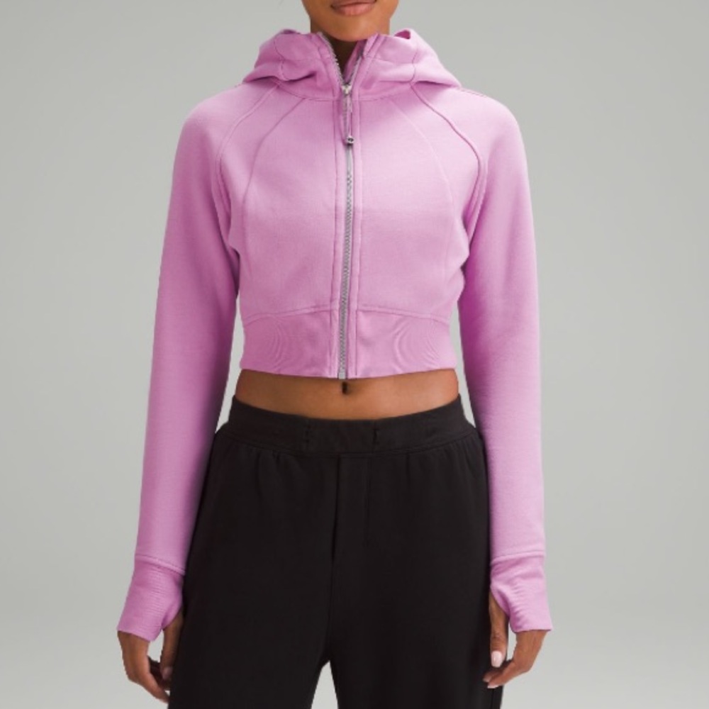 NWOT lululemon scuba cropped jacket in dahlia mauve size 4
